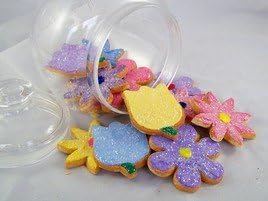 ASSORTED FAKE SPRING FLOWER SHAPED COOKIES SET OF 12