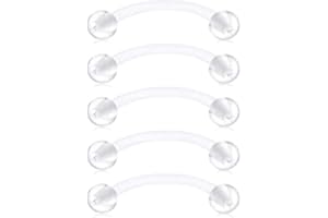 Nice Design12Pcs 16G Clear Bioflex Acrylic Curved Barbell Eyebrow Rings Snake Eyes Tongue Belly Ring Mix Color Piercing Retai