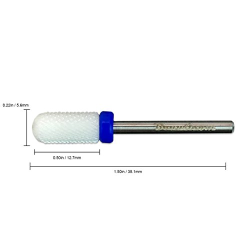 Beauticom Professional USA Ceramic White ROUND Top Small Barrel Bit Nail Drill (Grit: MEDIUM) 3/32" Shank Size