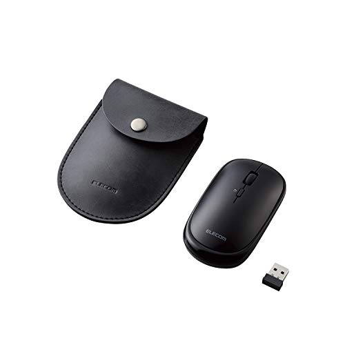 ELECOM Wireless Mouse, with USB Receiver, Silent, Quiet Click, Slim, 4 Button, for iPad, Laptop, PC and Mac, with Mouse Case, Black (M-TM10DBBK)