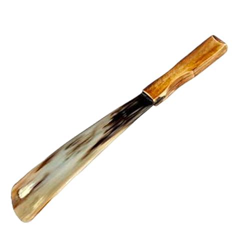 Garden Of Arts Handcrafted Stylish Real Horn - 12" Stylish Wooden Handle shoe horn