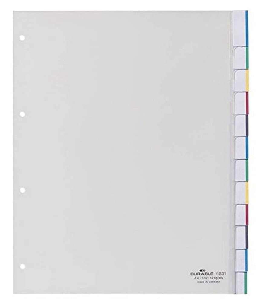 Durable 683119 Extra Wide A4 Portrait Index Set with 10 Division Sheets for Punched Pockets - Transparent