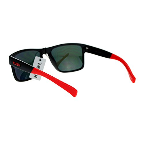 Kush Mens Color Mirror Rectangular Plastic Sport Sunglasses Red