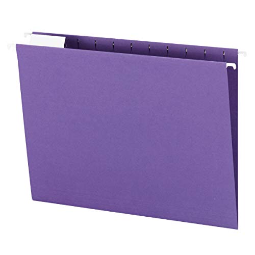 Smead Colored Hanging File Folder with Tab, 1/5Cut Adjustable Tab, Letter Size, Purple, 25 per