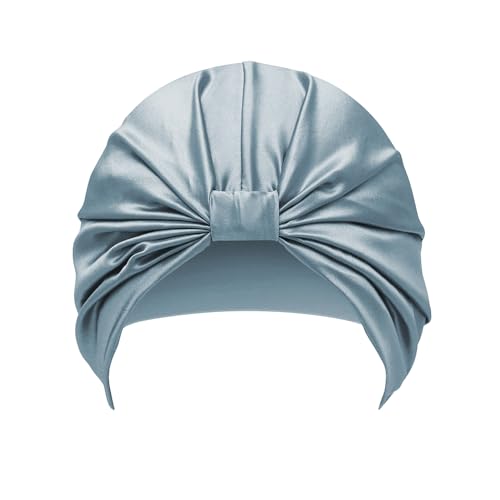 Townssilk 100% Maulbeerseide Frauen Nachtmütze,16Momme Schlafmütze Seide Duschhaube Gut Für Das Haar,Schützt Das Haar,Seide Nachtmütze,Beliebte,1 Stück,Grayishblue
