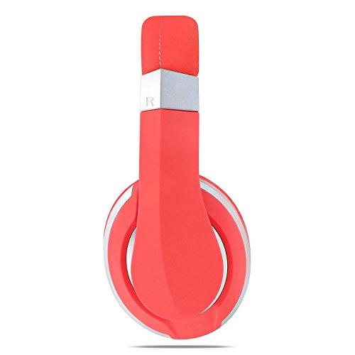 RockPapa Foldable Adjustable Stereo Portable Wired Headphones with In-Line Microphone, Over Ear Kids Childrens Adults Headsets Folding for CellPhones Tablets MP3/4 DVD Computer Pink - Thumbnail 2