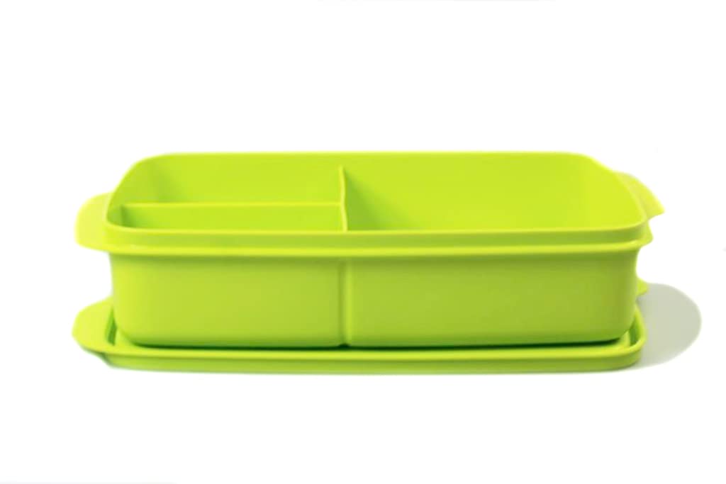 TUPPERWARE To Go Lunch Box 1 L Lime with Divider Clever Break School