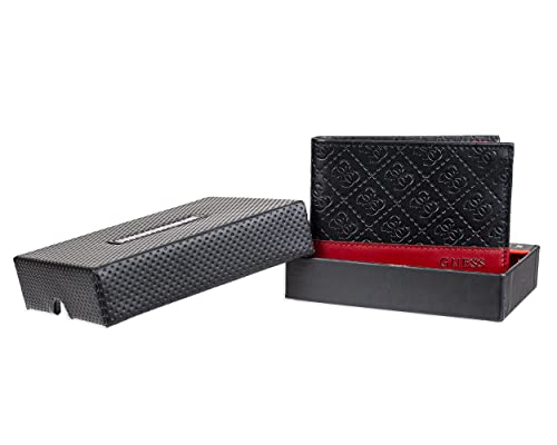 guess men's leather slim bifold wallet