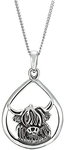 Toucan Of Scotland Sterling Silver Highland Cow Head Pendant Necklace