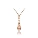 JOVANA Jewerly Rose Gold Plated Austrian Crystal Teardrop Elegant Pendant Necklace