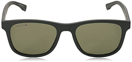 Lacoste Men's L884S Rectangular Sunglasses, Matte Green/Green Solid Green, 53 mm