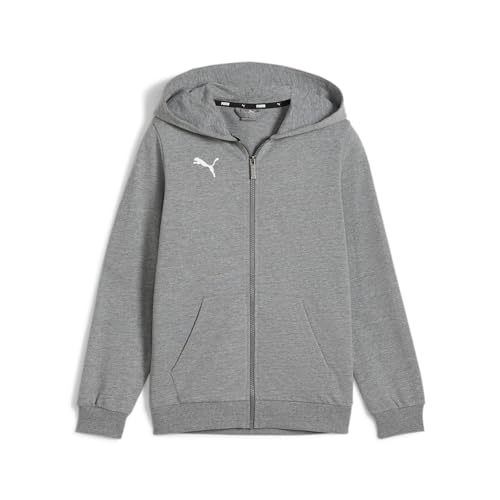 PUMA Boys Teamgoal Casuals Hooded Jacket Sweat, Medium Gray Heather-puma White, 164 EU