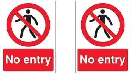 VSafety No Entry Pedestrian Prohibition Sign - Portrait - 150mm x 200mm - 1mm Rigid Plastic (Pack of 2)
