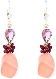 Peach Chalcedony, Amethyst and Garnet Drop Earrings