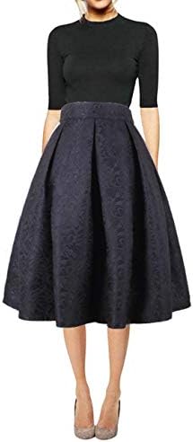 Women's Floral Midi Skirts High Waisted A-Line Cocktail Party Prom Skirt