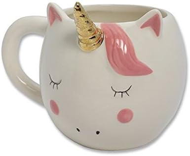 Ceramic White Pink and Gold Unicorn Coffee Tea Mug