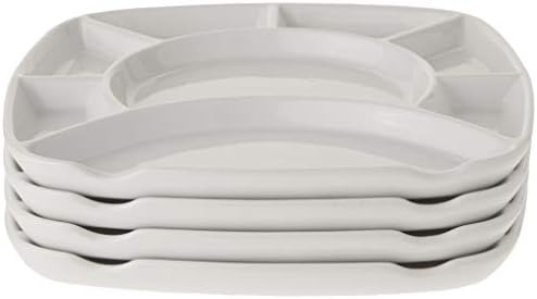 White Stoneware Square Fondue Plates 