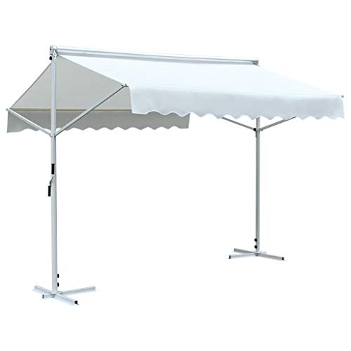 Festnight Standmarkise 3x3 m Creme | Gartenmarkise Sonnenschutz | Freistehende Markise für Balkon Terrasse Garten
