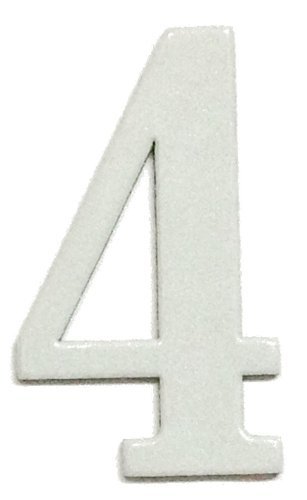 Fancy White Reflective Mailbox or House Number - 4 - Size 5" - (select size (2"- 6") and digit (0-9) below) - Thick, Die-cut Exterior Grade Gasket-like PVC - not Metal or Rigid Plastic