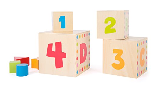 Small Foot Stapelwürfel aus Holz, mit bunten Tiermotiven und integriertem Steckspiel, für Kinder ab 12 Monate, 10627… – Bild 4