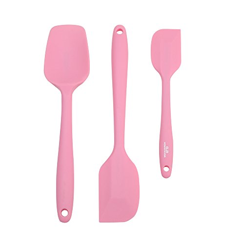 GA Homefavor 3-piece Silicone Spatula Set Heat-Resistance Baking Rubber Spatulas BPA Free Pink