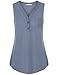 Women Shirts and Blouses for Summer,Messic Women's V Neck Shirts for Leggings Button Chiffon Sleeveless Blouse Tank Shirt (Grey Blue,Large)