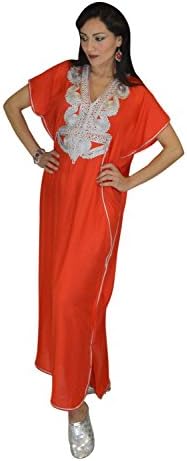 Moroccan Women Caftan Handmade Cotton Embroidery Fits SMALL to LARGE