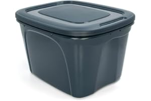 63L Utility Series Storage Tote – Dark Sea, Plastic, Stackable with Snap‑On Lid & Integrated Handles