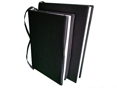Book Protector with Sewn in Book Marker (Black) 6 Pack Stretchable Book Cover Washable Reusable Durable for Hard Book Cover