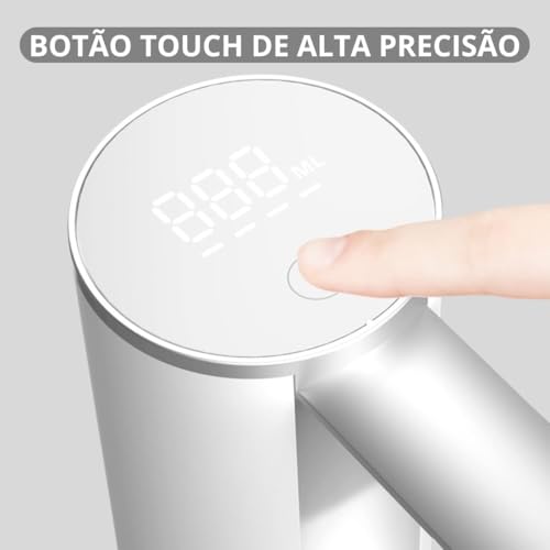 Bomba De Água Galão Recarregavel bebedouro Dispensador sugador puxador Automático Display Digital e Botão Smart Touch Linha Premium (Branco)