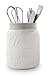 Comfify Wide Mouth Mason Jar Utensil Holder Decorative Kitchenware Organizer Crock - Perfect Cookware Gift - White, Large Size 5.4x6.75