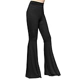SMT Women's High Waist Wide Leg Long Bell Bottom Yoga Pants X-Large Black