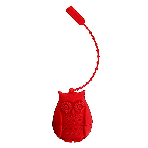 Wewin Tea Strainer Owl Shape Silicone Loose Leaf Tea Infuser Silica Gel Filtration Filter Diffuser Fun Tea Accessories (Red)