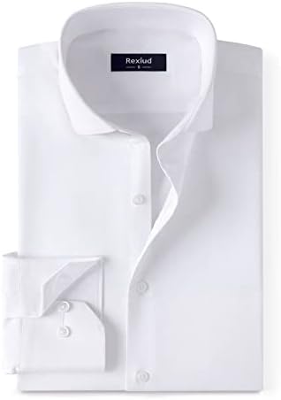round neck dress shirts mens Blue w/ White Club Collar Performance Dress Shirt, with tie bar eyelet THOMAS WAGES