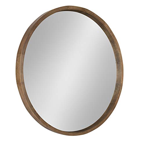 Kate and Laurel Hutton Round Decorative Wood Frame Wall Mirror, 30 Inch