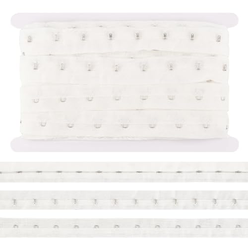 BENECREAT 6.25 Yards Single Hook and Eye Trim, 25mm White Cotton Bra Extender for Corset Bra Sewing, Quilting, Renaissance Dance Corset, Bridal Apparel, Home Decoration