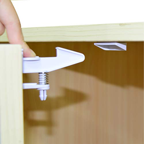 Cabinet Locks Child Safety Latches - TUSUNNY Baby Proofing Lock Child Proof Drawer Locks with Strong Adhesive for Cabinets and Drawers,Corner & Door (20Pack)