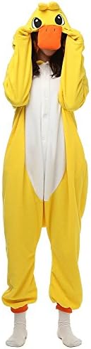 Laidisi Novelty Costumes Pyjamas Unisex Adult One-Pieces Cosplay Jumpsuit Yellow Duck L