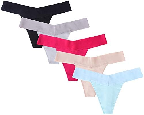 Yinhua Women's Seamless V Thong Low-Rise Stretch Bikini Underwear(Pack of 5)