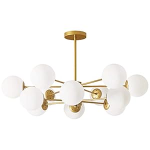 TCpick Nordic Globe Sputnik Kroonluchter E27 Geborsteld Messing Mid Eeuw Molecule Hanger Verlichting Industriële Moderne…