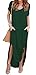GRECERELLE Women Casual Sundresses Short Sleeve Shirt Dress Split Maxi Long Beach Dresses Travel Vacation 2025 Summer Outfits XL, Dark Green