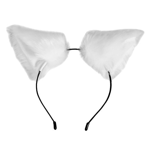 Cutegirl Cat Fox Ears Long Fur Hair Headband Anime Cosplay Party Costume Pure White