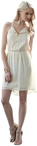Social Butterfly House Women's Front Zipper Farrah Dress Large Ivory