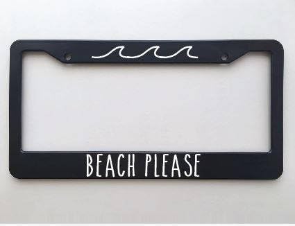 ClustersNN Beach Please Wave License Plate Frame, Get Wavy Suns Out Buns Out, Car Tag Frame, License Plate Holder, Car Plate Frame, Auto License Plate Frame.