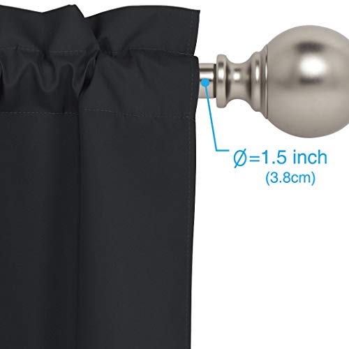 Home Queen Solid Rod Pocket Blackout Curtain Valance Window Treatment for Living Room, Short Straight Drape Valance, Set of 1, 54 X 18 inch, Black