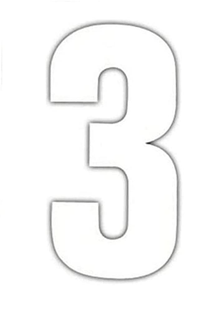 Merriway BH04242 (3 Pcs) White Vinyl Stick-On Wheelie Bin Post Box Crate Dust Bin Numbers, 150mm (6 Inch) Number 3 - Pack of 3 Pieces