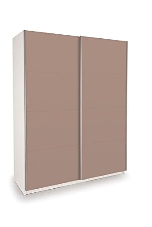 Dallas White Sliding Door Wardrobe Double High Gloss Mocha