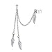 Western Jewelry Multi Feather Leaf Dangling Cartilage Ear Lobe Helix Earring Warp Chain Ear Cuff Stud Earring Unisex Silver Tone Stainless Steel