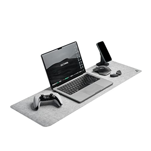 DELTAHUB - Minimalistic Felt Desk Protective Pad, Anti-Fray, Anti-Slip, Easy to Clean, Easy Glide, Long Lasting, Sleek Design, Comfortable, Resistant, Desk Mat, PC, Mac, Laptop - Medium (12x35inch)
