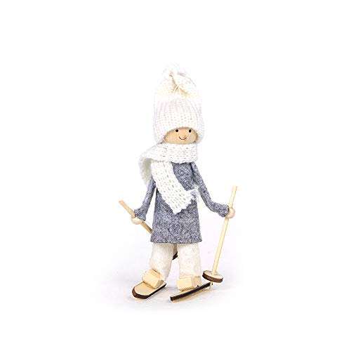 Zhi Jin Snowmen Ski Doll Felt Plush Toy Christmas Decors Xmas Tree Hanging Ornament for Table Centerpiece Decorative White